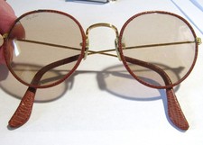 Vintage Ray Ban Bosch & Lomb Leather Wrapped Sunglass Eyeglass Frames 49-21 picture