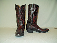 Vintage Lucchese Black Cherry Cowboy Western Boots 9.5B Men's *San Antonio Boots picture