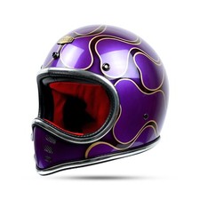 VINTAGE CUSTOM HELMET SLIMMOTO BLACK FLAMES CRACK CAFE RACER BOBBER CHOPPER BIKE picture