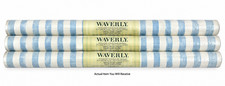 🩵 NEW Waverly Blue White Stripe Wallpaper 3 Double Rolls Pre-Pasted 182.25 SF picture