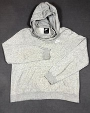 Nike NSW Club Funnel Neck Hoodie Womens Medium Gray Cotton Workout Athleisure picture