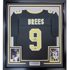 Framed Facsimile Autographed Drew Brees 35x39 Black Jersey picture