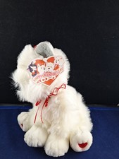 Vtg Commonwealth Happy Valentine's Day White Fluffy Dog Look Heart Paws *8FB picture