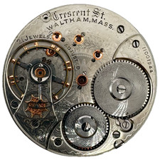 Antique 18s 1892 Waltham Double Sunk 21J Pocket Watch Movement Cresent St. USA picture