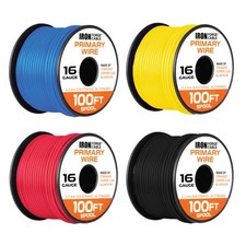 16 Gauge Primary Wire - 4 Roll Assortment Pack - 100 Ft of Copper Clad Aluminum picture