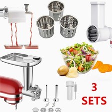 3Sets Meat Grinder/Slicer Shredder Juicing Attachment for KitchenAid Stand Mixer picture