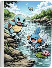 Squirtle and Mudkip. UV Color or Laser Engraved Zipper 4-9-12 Slot Binder picture