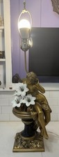 Mathurin Moreau Collection Francaise “La Source” Nude Nymph Lamp Glass Flowers picture