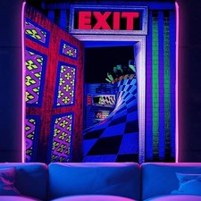 Blacklight UV Reactive Tapestry Trippy Neon Wall Hanging Glow in Dark Art 39x51