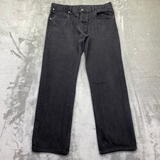 VTG GAP MORRISON Mens Black Denim Jeans Button Fly Straight Leg Sz 33W Grunge picture