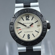 Near MINT BVLGARI Aluminum AL32A Date White Dial Quartz 32mm Unisex Watch picture