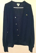 Vintage Izod Lacoste Navy Blue V-Neck Cardigan Sweater Men's Size XL USA picture