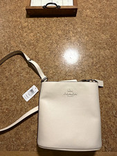 Coach Medium Crossbody Bucket Bag Chalk Pebbled Finish Silver Hardware Magnetic picture