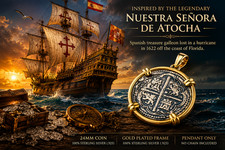 Atocha Style Shipwreck Coin Pendant 33 Carats 925 Sterling Silver picture