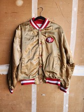 Vintage San Francisco 49ers NFL Chalk Line Gold Satin Jacket SIZE Large 80s 90s  picture
