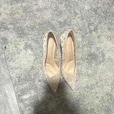 Gianni Bini Women’s Beige/Clear Rhinestone Pointed Toe Stiletto Pumps 6 picture