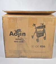 Aojin WB-2310 Folding Rollator Walker with Seat Purple Mobility Aid Open Box picture