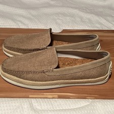 Martin Dingman Venetian Loafers Men’s Size 10 M Natural Tan Cotton Denim Shoe picture