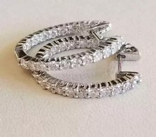 1.50Ct Round GH/SI Natural Diamond Pretty Women's Hoop Earrings 18K White Gold picture