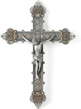 BC Catholic Crucifix Wall Cross, Jesus Christ Home Decor, Religious Gift, Vintag picture