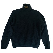 Vintage 80s Creazioni Effeci Women Turtleneck Solid M Black Angora Blend Sweater picture