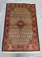 Vintage Beige Caucasian Rug 3.3x4.10ft Traditional Medallion Floral Area Rug picture