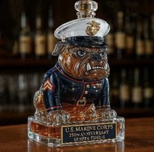 Marine Bulldog Whiskey Decanter, Military Liquor Bottle, USMC Inspired Bar Decor picture