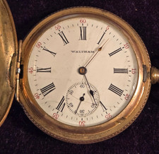 Ornate American Waltham 15 Jewel Hunter Pocket Watch 14K Gold Filled Antique picture