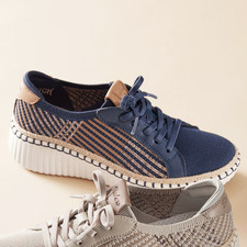 SALE Skechers Women's Wilshire Blvd Breezy Stroll Lace-Up Navy Medium Size AUTH picture