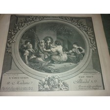 Antique French Engraving L Education a Madame Blondel by De Launay picture