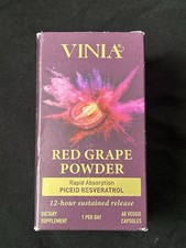 Vinia Red Grape Powder Rapid Absorption. 60 Veggie Capsules. Exp.10/26 picture