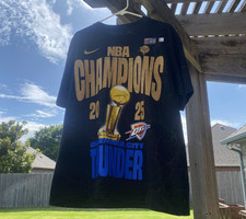 XL NEW NIKE ADULT 2025 NBA FINALS CHAMPIONS OKC THUNDER CONFETTI T-SHIRT XL picture