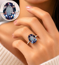 10 Ct Elegant Alexandrite Solitaire Ring – Vintage Jewelry- Crafted 925 Silver 9 picture