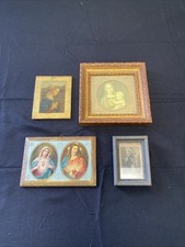 Lot Of 4 Antique Vintage Religious Catholic Christian Icon Pictures, Jesus Mary picture