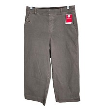 Spanx Stretch Twill Cropped Wide Leg Pants Smoke Gray Petite Large 20312Q NWT picture