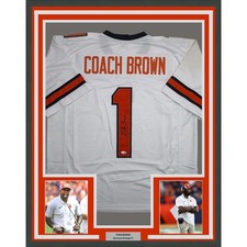 Framed Autographed/Signed Fran Brown 35x39 Syracuse White Jersey JSA COA picture