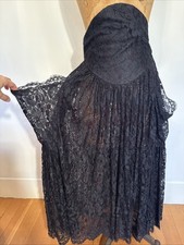 Vintage Norma Kamali Black Sheer Lace Skirt Corset Waist Goth Dark Romantic S/M picture