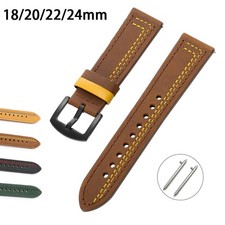 18mm 20mm 22mm 24mm Vintage Genuine Leather Replacement Watch Strap picture