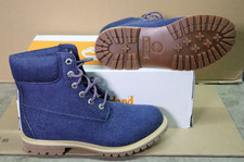 Timberland Premium 6-Inch Lace-Up Boot, Dark Blue Canvas, Women's Size 8.5M picture