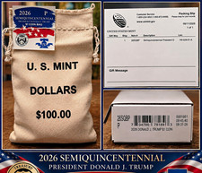 2026 Donald Trump U.S. Mint Sealed 100 Coin Bag of Semiquincentennial $1 Coins. picture