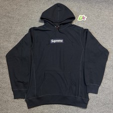 Size XL - Supreme Box Logo Hooded Sweatshirt (FW25) Navy Blue, Worn, picture