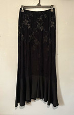 Vintage Spencer Alexis Women's Black Floral Maxi Mermaid Skirt S Elastic Waist picture