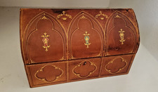 Antique Victorian, Georgian, Gothic Leather Cathedral Jewelry box picture