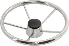 13-1/2 Inch 5-Spoke Destroyer Style Stainless Steel Boat Steering Wheel picture