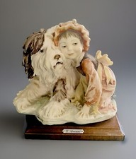 VTG Rare Giuseppe Armani Capodimonte Girl Dog Italy Florence Collectible Figure  picture