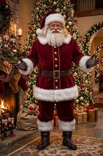 Professional Santa Claus Costume, Deluxe Red Velvet Santa Suit, Luxury Father picture