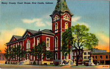 Vintage Postcard Indiana Henry County Courty House New Castle Linen Card picture