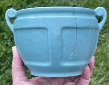 Early Blue Vintage Pottery Roseville Jardiniere Arts & Crafts blue REPAIRED picture