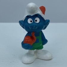 Smurfs 20081 Tyrolese Smurf Smoking Pipe Vtg Swiss Figure Bully Peyo Figurine picture