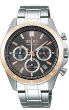 SEIKO SBTR026 Selection Chronograph Brown Gray Dial Quartz Stainless Steel Watch picture